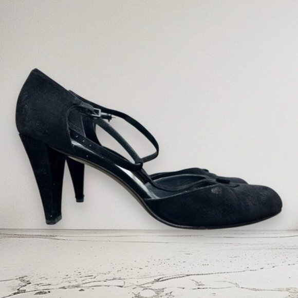 Vintage stuart weitzman Black Tie Satin Heels Shoes Size 8.5/ 39 - Picture 7 of 10